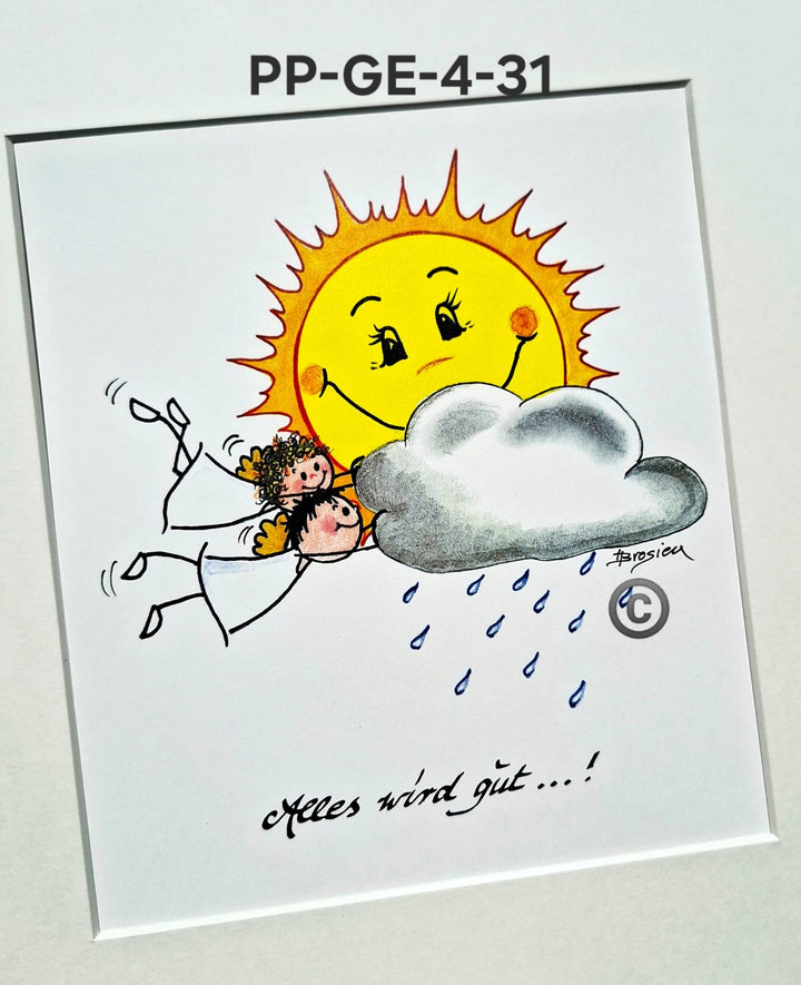 Passepartout Bild Glücksengel Schutzengel Spruch Motive 24 x 30 cm Heidemarie Brosien
