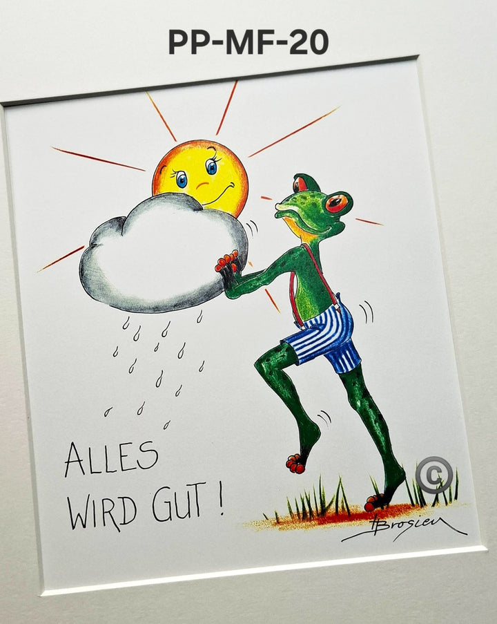Passepartout Bild Frosch Spruch 24 x 30 cm 22 Motive Heidemarie Brosien