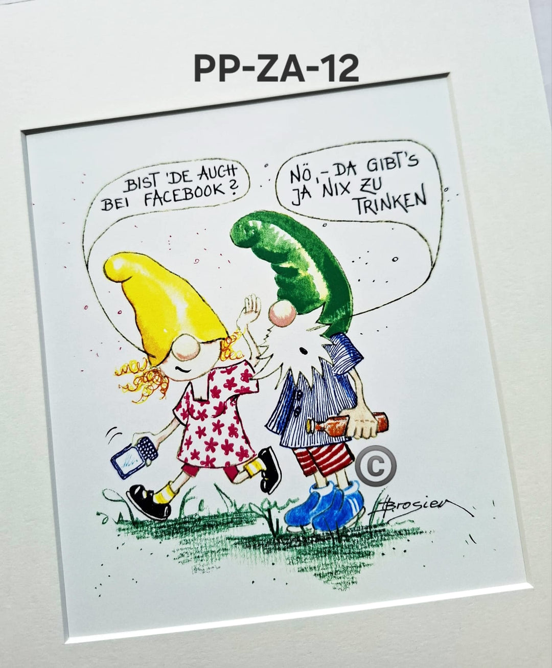 Passepartout Bild Zwerg Spruch 24 x 30 cm 11 Motive Heidemarie Brosien