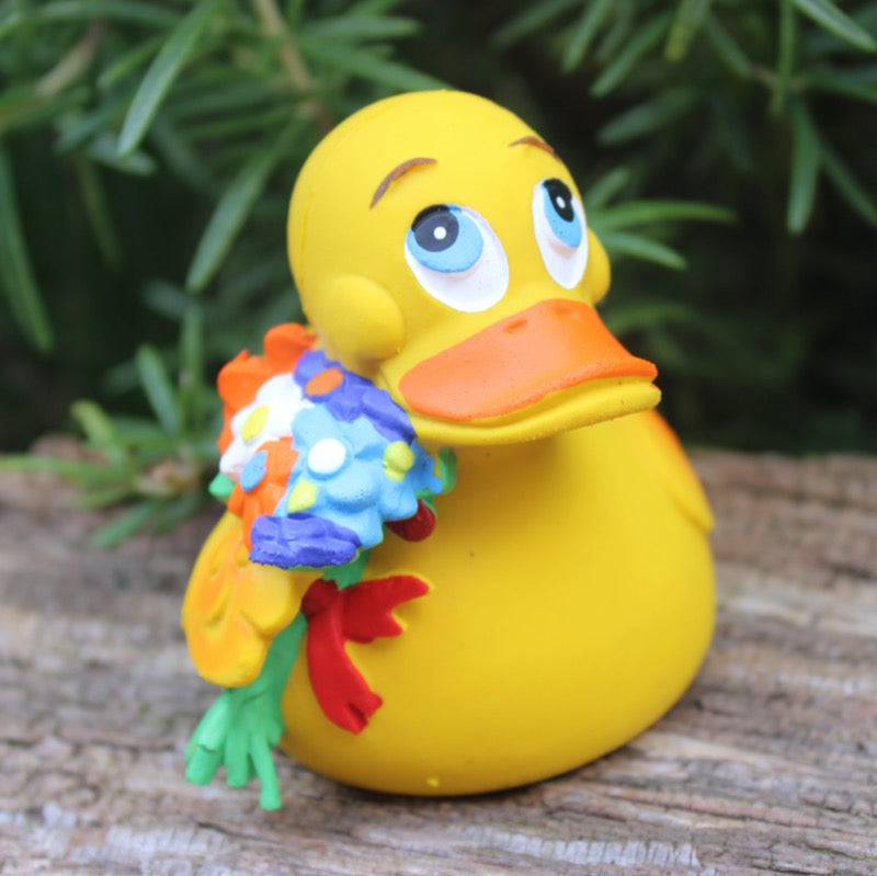 Blumenstrauß Kavalier Duck Quietscheente Badeente Lanco