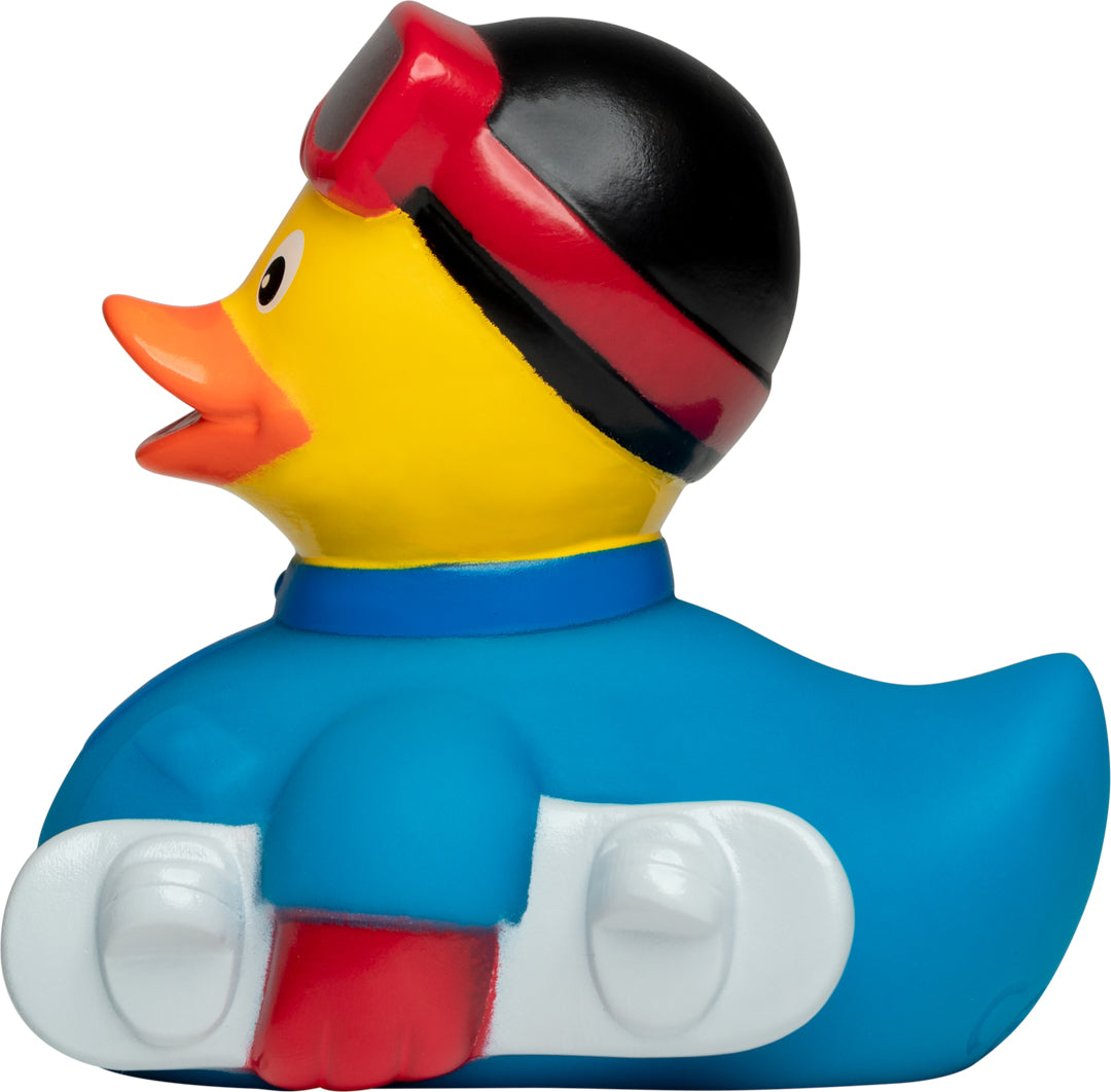 Snowboard Fahren Ente Blau Badeente Quietscheente Schnabels