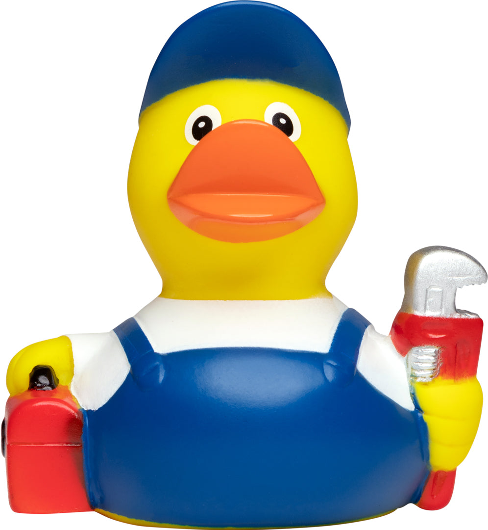 Duckshop Badeente Klempner – Set Mit Schlüsselanhänger, 8 Cm, Vinyl, Quietscht, Ab 18 Monaten Duckshop Badeente Klempner – Set Mit Schlüsselanhänger, 8 Cm, Vinyl, Quietscht, Ab 18 Monaten