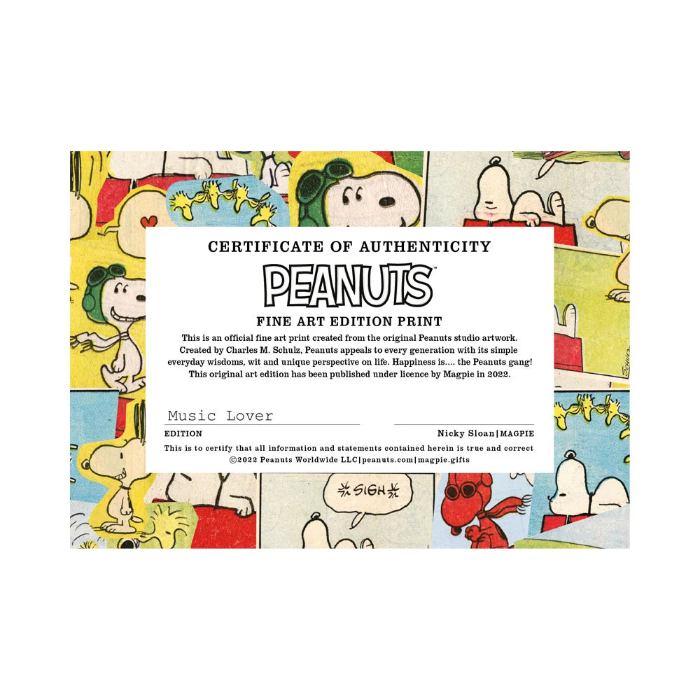 Zertifikat Peanuts Snoopy Bild Gerahmter Kunstdruck Charles M. Schulz 15 Motive 26x26 Magpie
