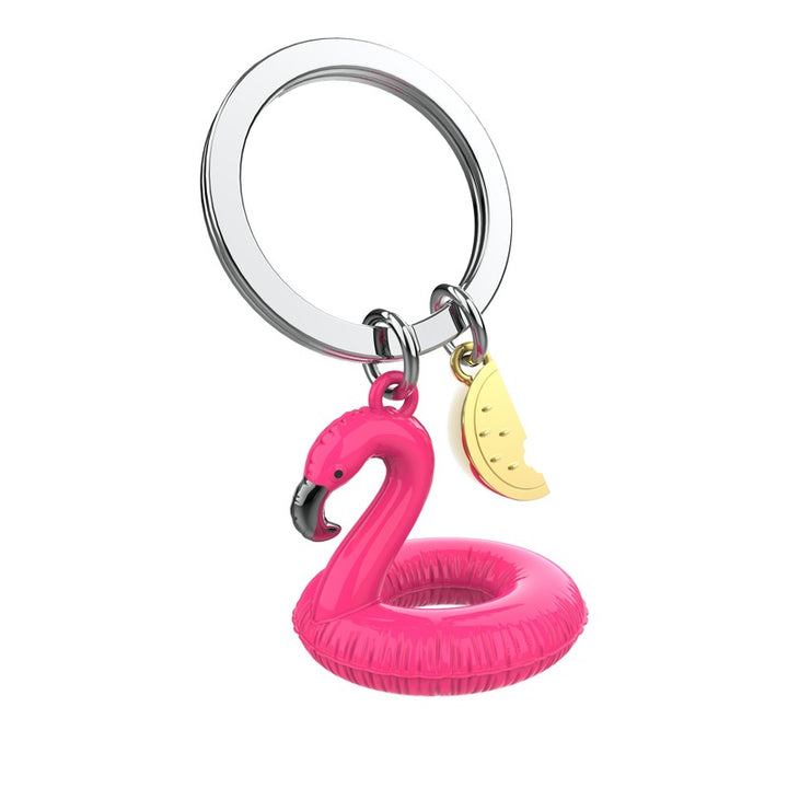 Schlüsselanhänger Flamingo Pink Schwimmring Metalmorphose