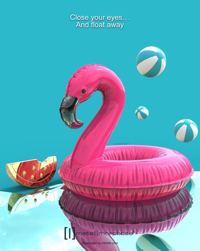 Schlüsselanhänger Flamingo Pink Schwimmring Metalmorphose