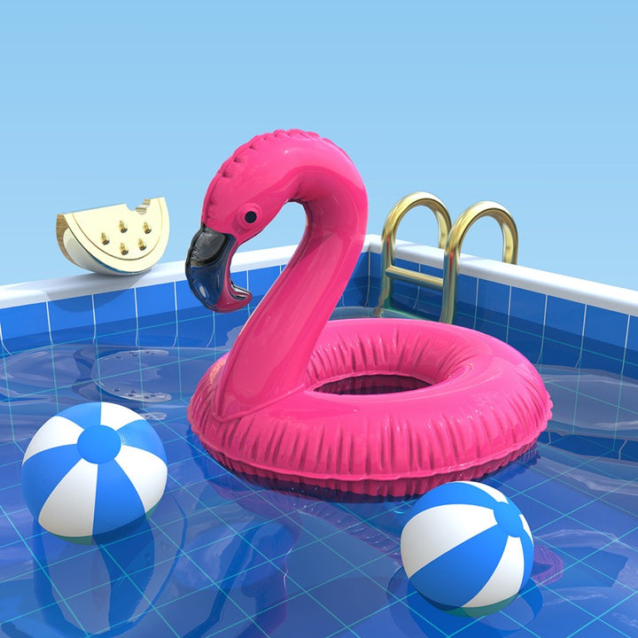 Schlüsselanhänger Flamingo Pink Schwimmring Metalmorphose