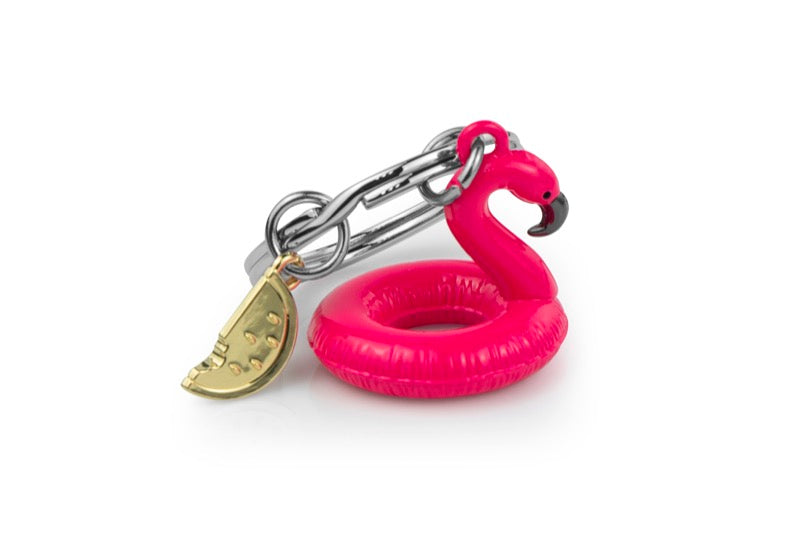 Schlüsselanhänger Flamingo Pink Schwimmring Metalmorphose