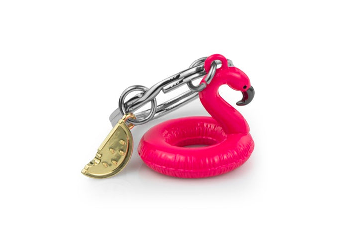 Schlüsselanhänger Flamingo Pink Schwimmring Metalmorphose