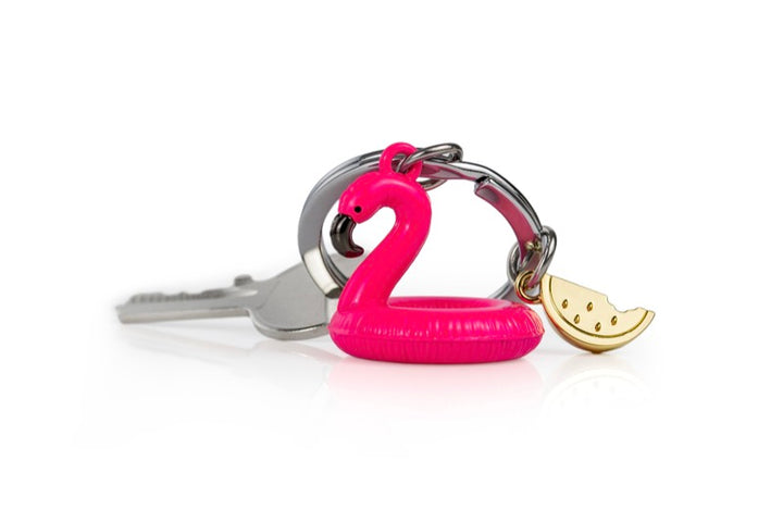 Schlüsselanhänger Flamingo Pink Schwimmring Metalmorphose