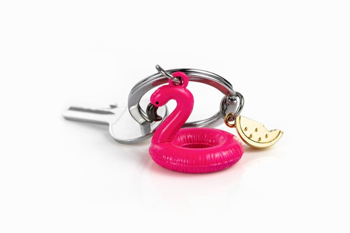 Schlüsselanhänger Flamingo Pink Schwimmring Metalmorphose