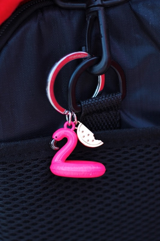 Schlüsselanhänger Flamingo Pink Schwimmring Metalmorphose