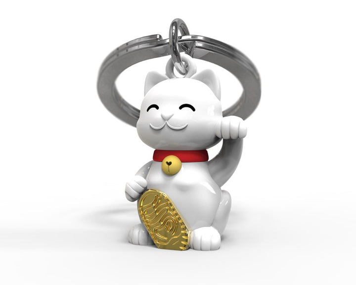 Schlüsselanhänger Lucky Cat Winkekatze Metalmorphose