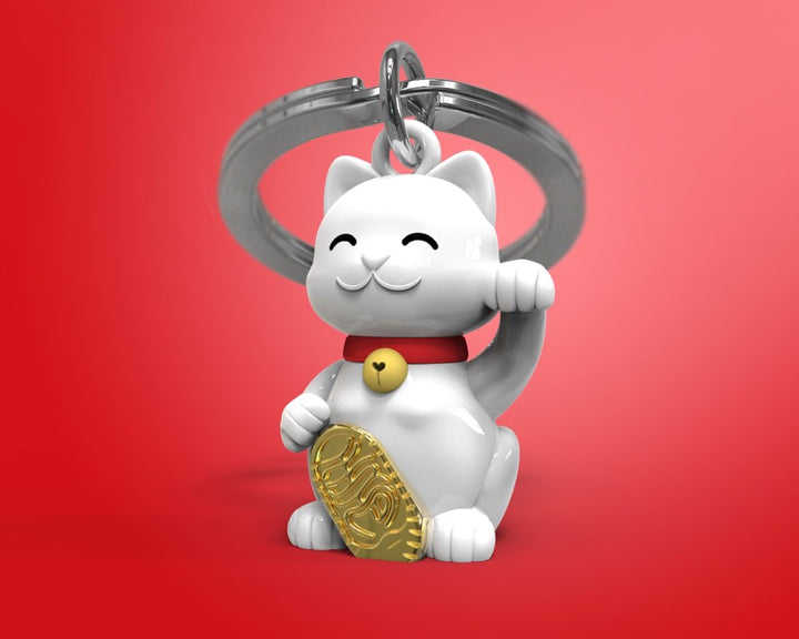Schlüsselanhänger Lucky Cat Winkekatze Metalmorphose