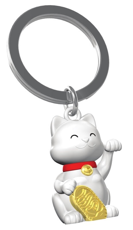 Schlüsselanhänger Lucky Cat Winkekatze Metalmorphose