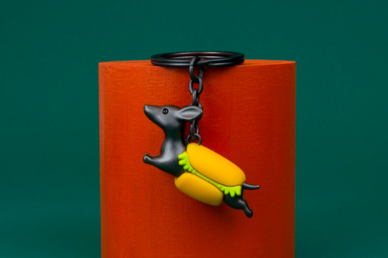 Schlüsselanhänger Hotdog Dachshund Dackel Metalmorphose