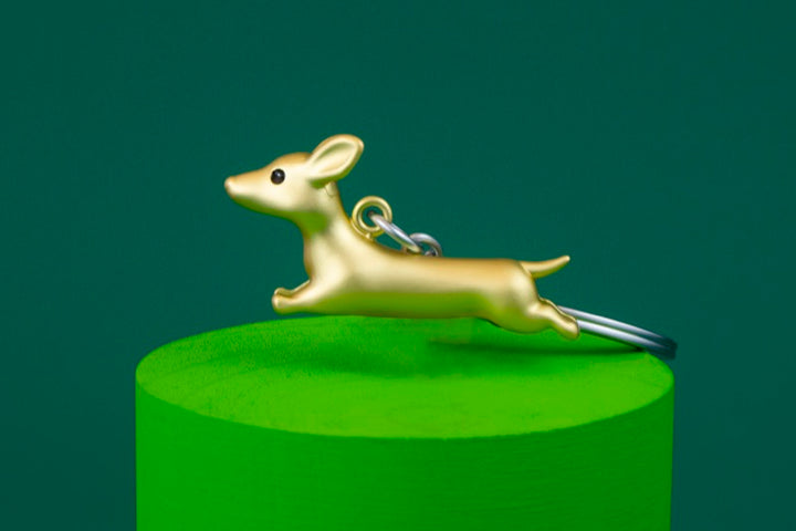 Schlüsselanhänger Dachshund Dackel Gold Metalmorphose