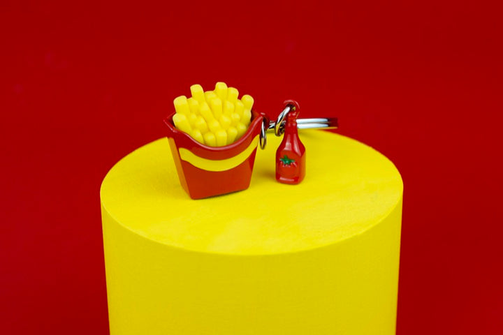 Schlüsselanhänger Pommes Ketchup Metalmorphose