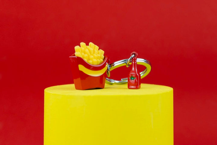 Schlüsselanhänger Pommes Ketchup Metalmorphose