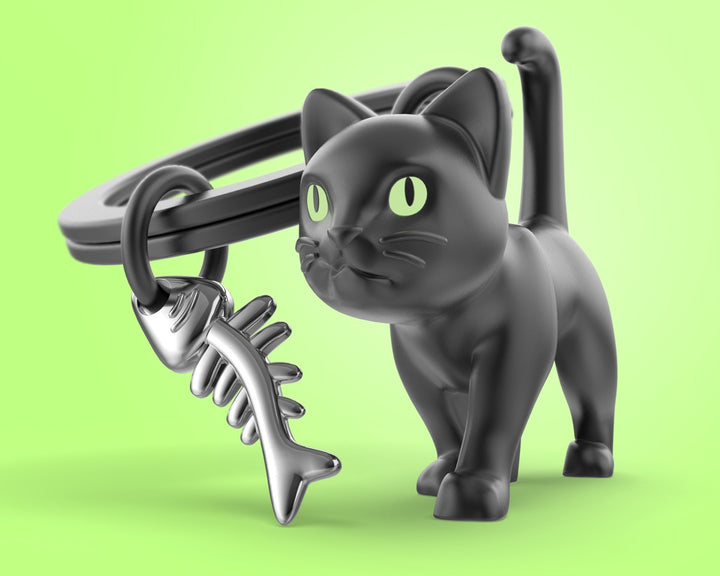 Schlüsselanhänger Schwarze Katze Black Cat Metalmorphose