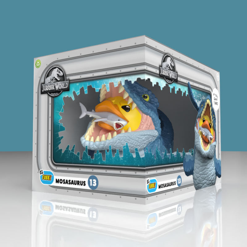 XXL Jurassic World Mosasaurus Giant Ente Badeente Sammelfigur TUBBZ Box