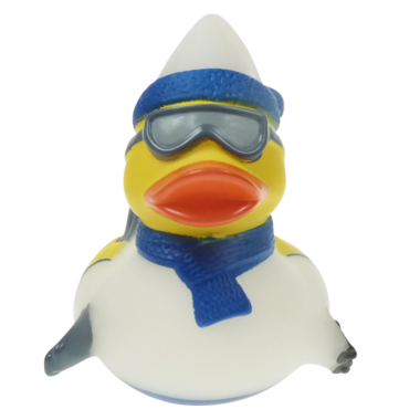 Ski Fahren Ente Badeente Quietscheente Weiss Gefrostet Factotum