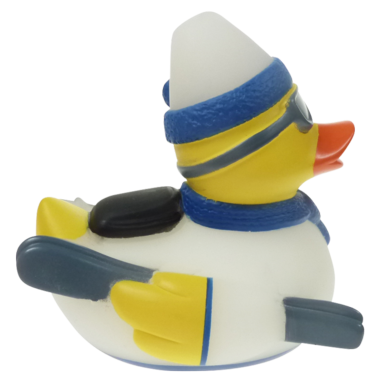 Ski Fahren Ente Badeente Quietscheente Weiss Gefrostet Factotum