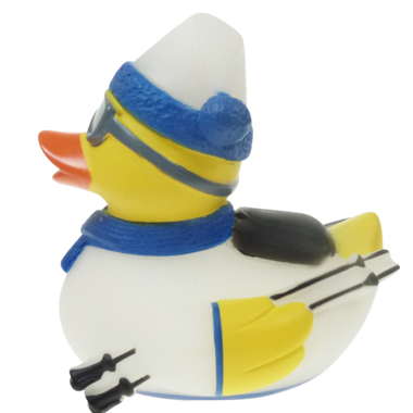 Ski Fahren Ente Badeente Quietscheente Weiss Gefrostet Factotum