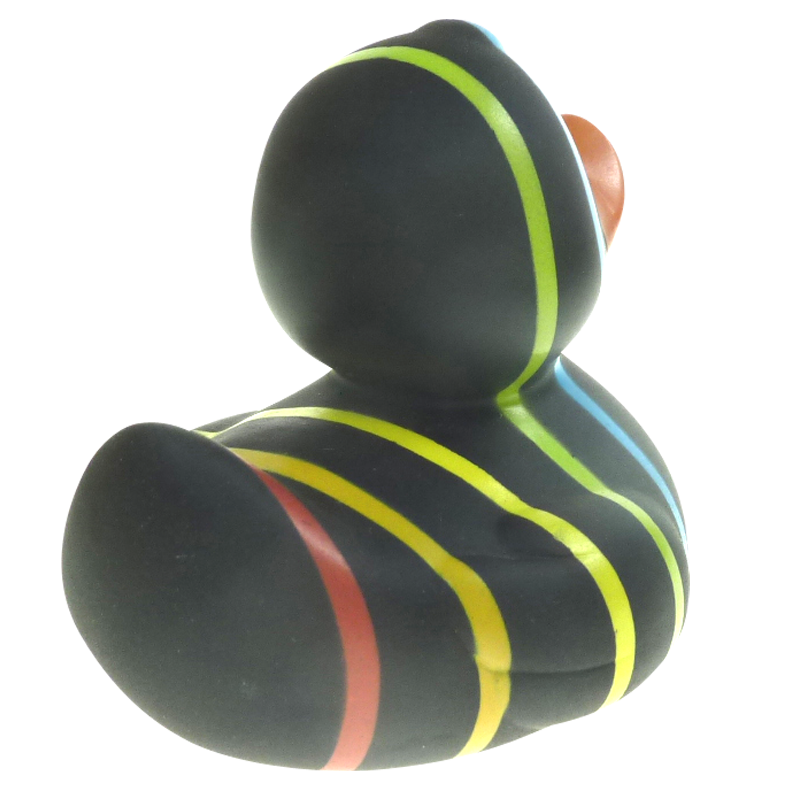 Schwarz Bunte Ringe Regenbogen Badeente Quietscheente Factotum