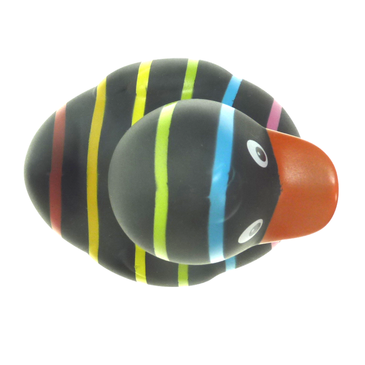 Schwarz Bunte Ringe Regenbogen Badeente Quietscheente Factotum