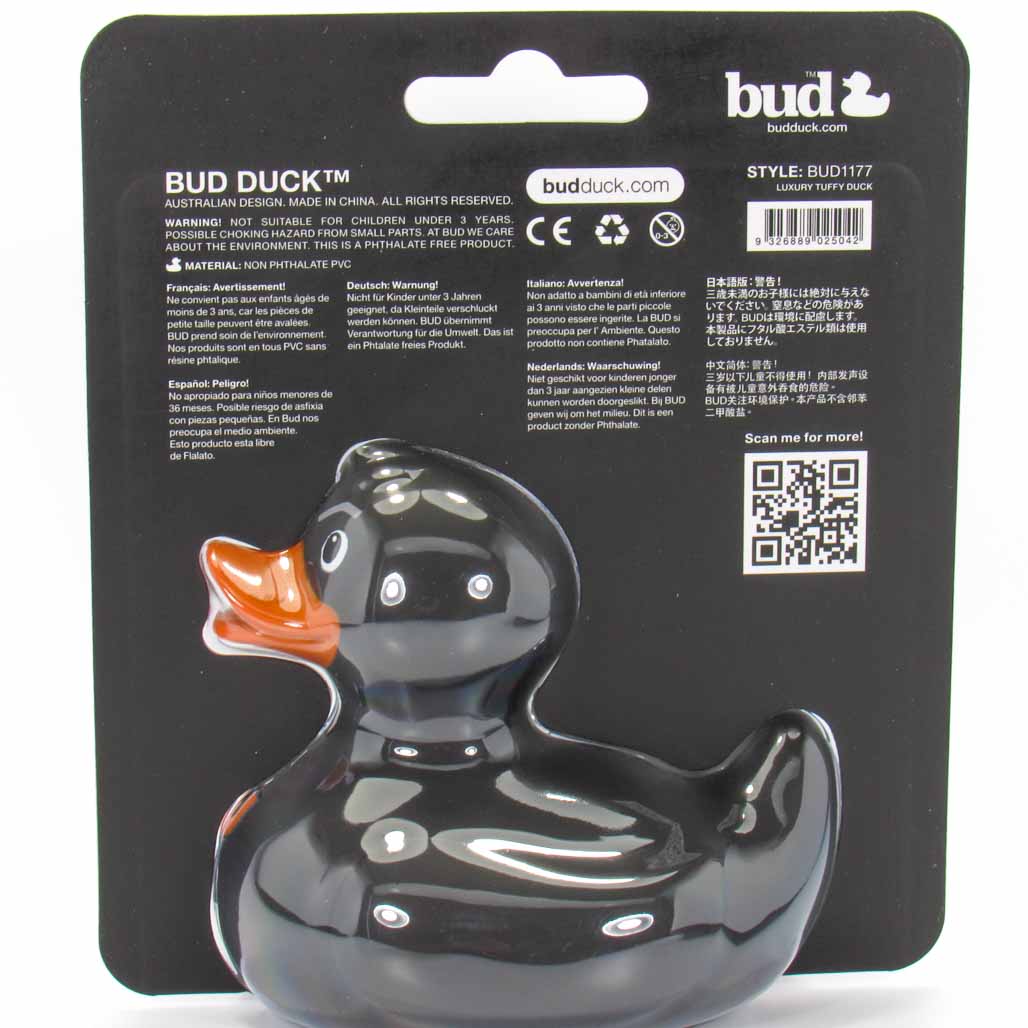 Luxury Tuffy Klassische Ente Schwarz BUD Duck Badeente Quietscheente