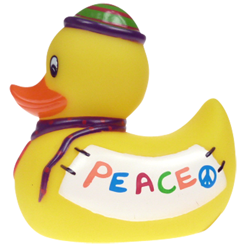 Peace Badeente Quietscheentchen Peace – Badeente Mit Friedenszeichen, 8,5 Cm, Aus Hochwertigem Vinyl, EU-Kindersicherheit
