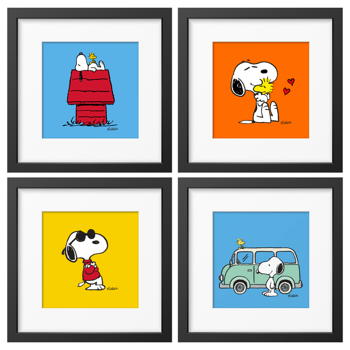 Peanuts Snoopy Bild Gerahmter Kunstdruck Charles M. Schulz 4 Motive 33x33 Magpie