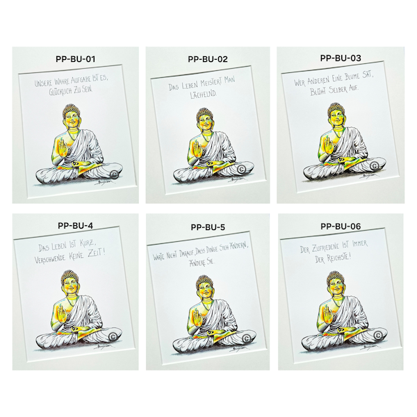 Passepartout Bilder Kunstdruck Buddha Sprüche 24 x 30 cm Heidemarie Brosien