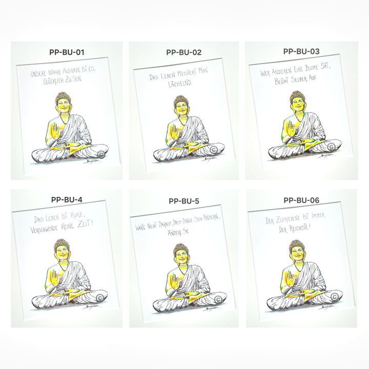 Passepartout Bild Kunstdruck Buddha Sprüche 24 x 30 cm Heidemarie Brosien