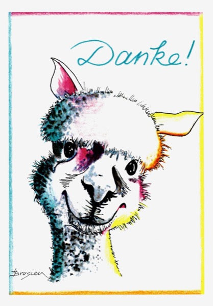 Grußkarte Klappkarte Alpaka "Danke" 11 x 15 cm Heidemarie Brosien