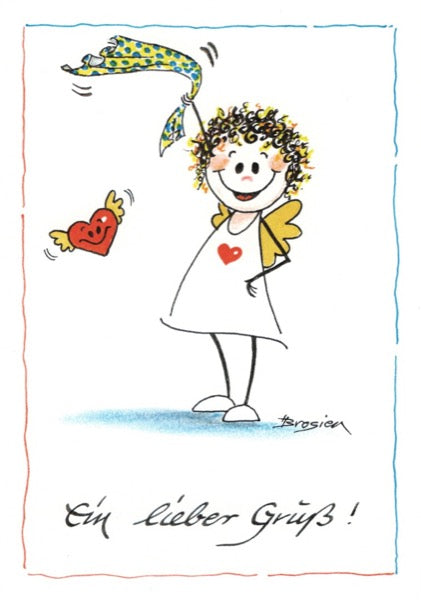 Grußkarte Klappkarte Engel Herz "Ein lieber Gruß" 11 x 15 cm Heidemarie Brosien