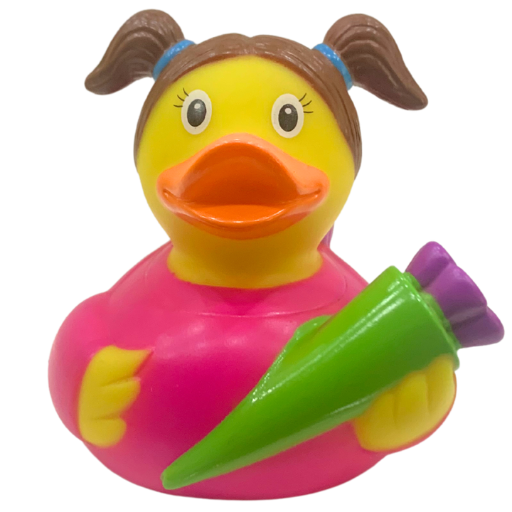 Einschulung Erstklässlerin Ente Badeente Quietscheente Gummiente Lilalu