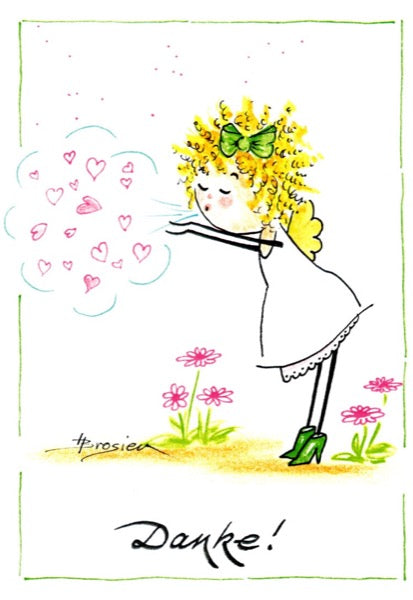 Grußkarte Klappkarte Engel "Danke Kuss" 11 x 15 cm Heidemarie Brosien