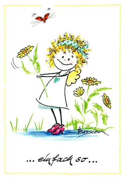 Grußkarte Klappkarte Engel "Einfach so Sonnenblume" 11 x 15 cm Heidemarie Brosien