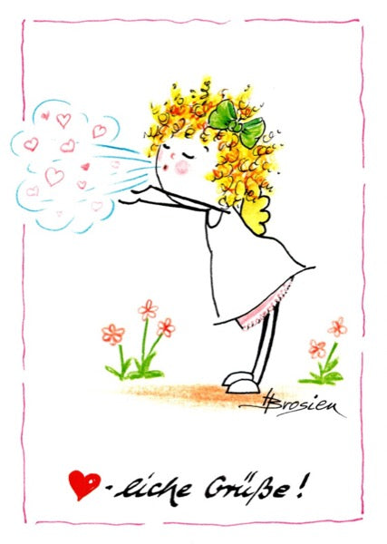 Grußkarte Klappkarte Engel "Herzliche Grüße" 11 x 15 cm Heidemarie Brosien