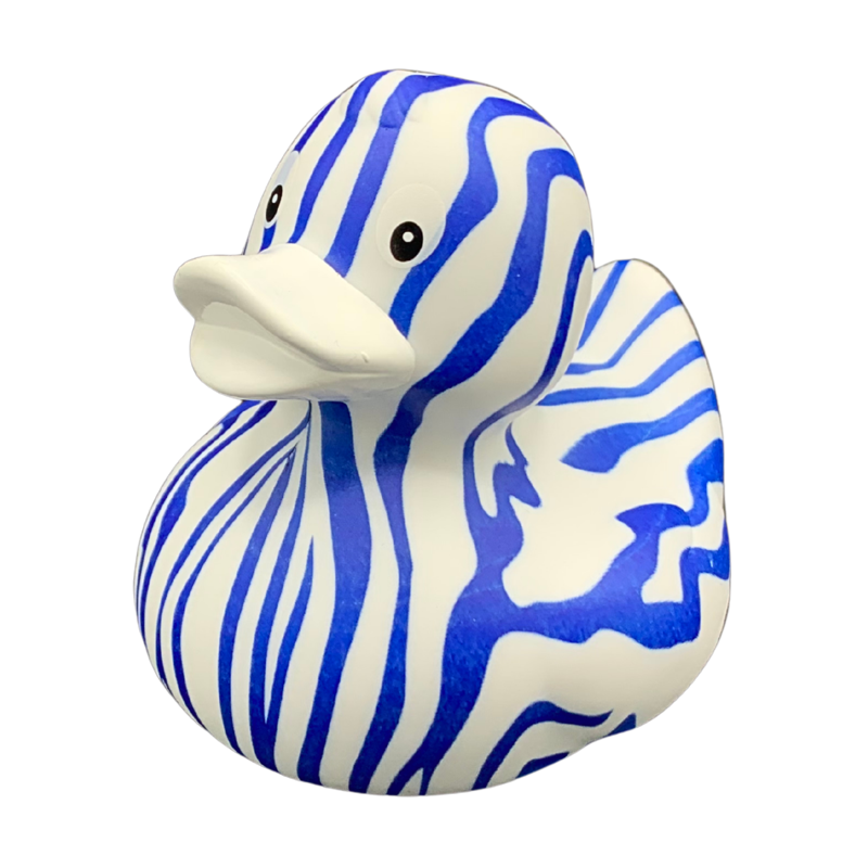 Zebra Weiss Blau Badeente Quietscheente Gummiente Entengalerie Duisbur
