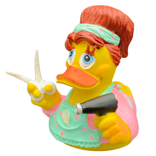 Friseurin Salon Duck Quietscheente Badeente Naturkautschuk Lanco