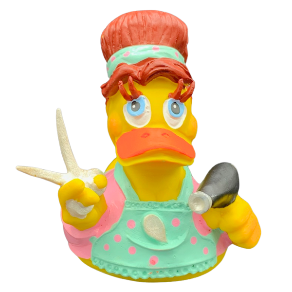 Friseurin Salon Duck Quietscheente Badeente Naturkautschuk Lanco