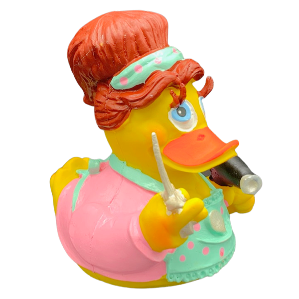 Friseurin Salon Duck Quietscheente Badeente Naturkautschuk Lanco