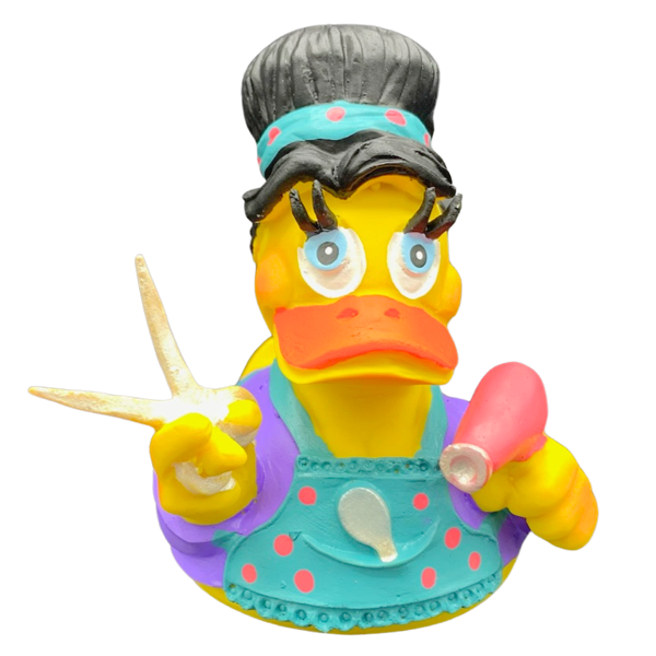 Friseurin Schwarze Haare Duck Quietscheente Badeente Lanco