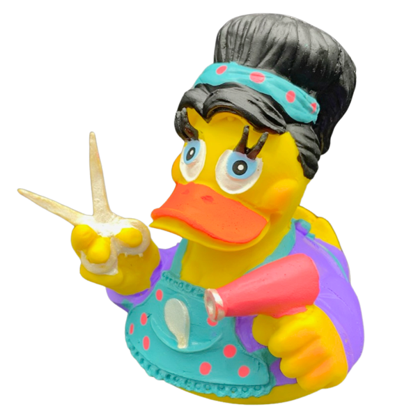 Friseurin Schwarze Haare Duck Quietscheente Badeente Lanco