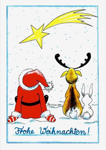 Grußkarte Klappkarte Weihnachtsmann "Frohe Weihnachten" 11 x 15 cm Heidemarie Brosien