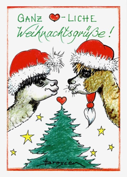 Grußkarte Klappkarte Alpaka "Weihnachtsgrüße" 11 x 15 cm Heidemarie Brosien