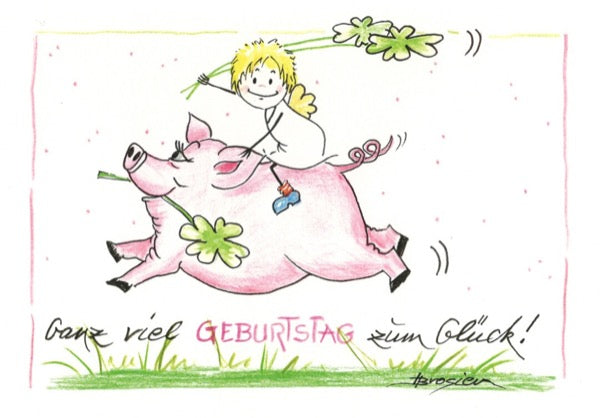 Grußkarte Klappkarte Engel "Ganz viel Geburtstag zum Glück" 15 x 11 cm Heidemarie Brosien