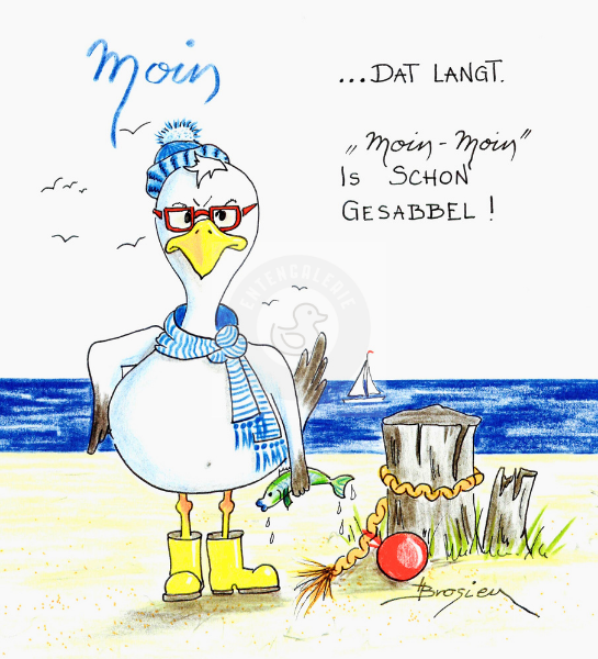 Passepartout Bild Möwen "Gesabbel" 24 x 30 cm Heidemarie Brosien